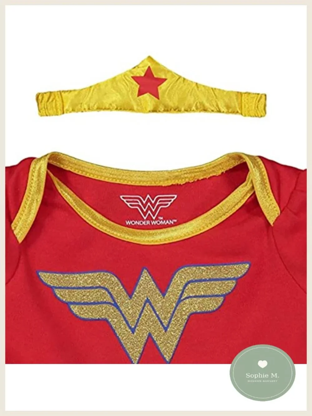 Cotton Wonder Woman Tutu Bodysuit Cape Set with Headband Newborn Baby Girls